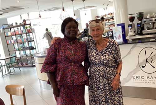 Margaret Owen, OBE, with Jacqueline Musugani in Kinshasa, DR Congo - March 2023, shortly after the Widows for Peace CSW67 Parallel Event